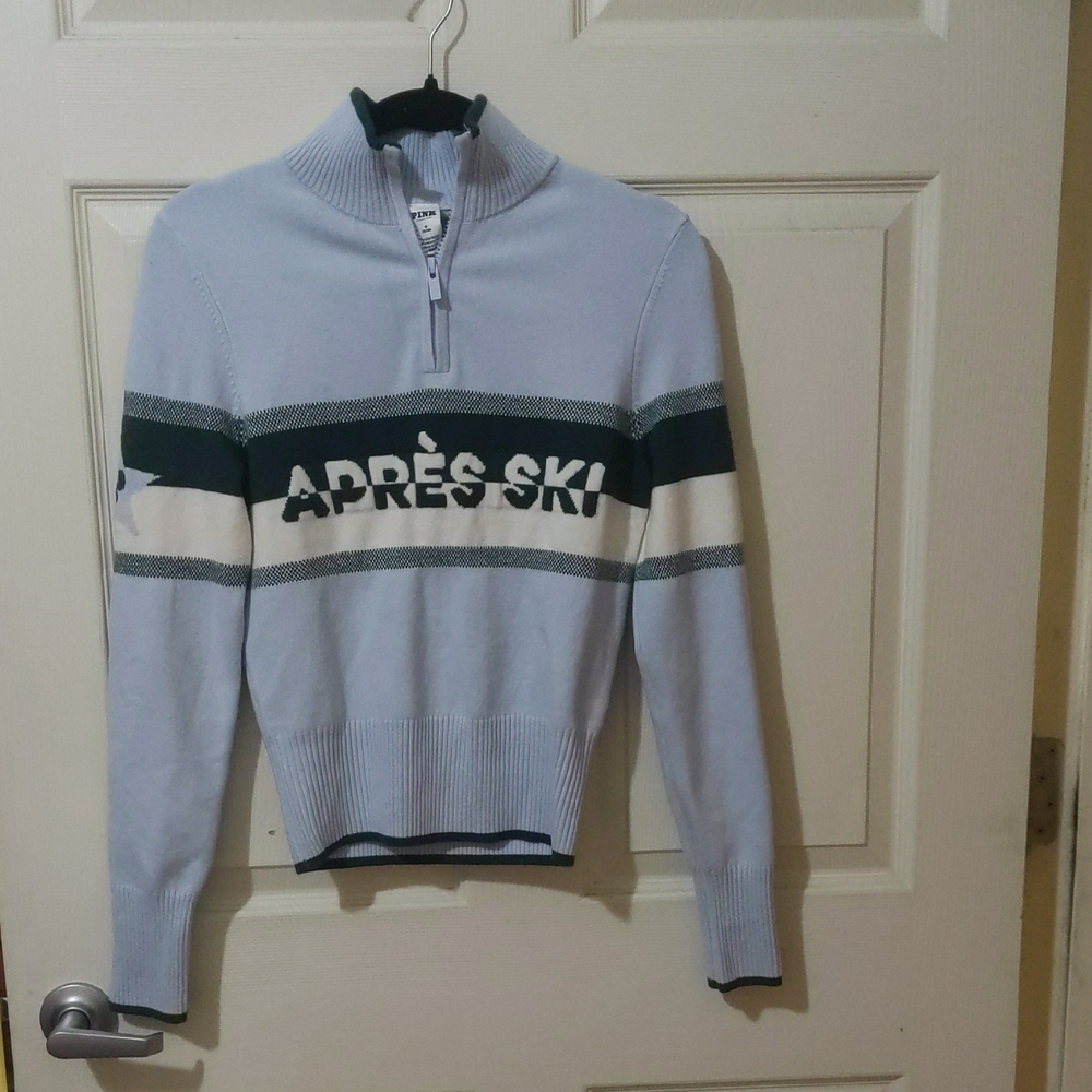 PINK Victoria's Secret Light Blue and Green Half Zip Sweater M